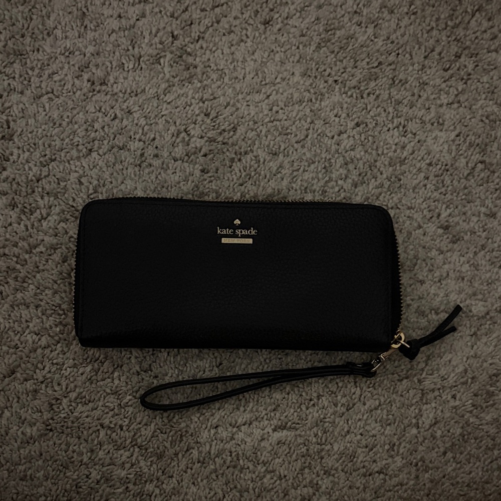 Kate Spade Black Pebbled Leather Wristlet